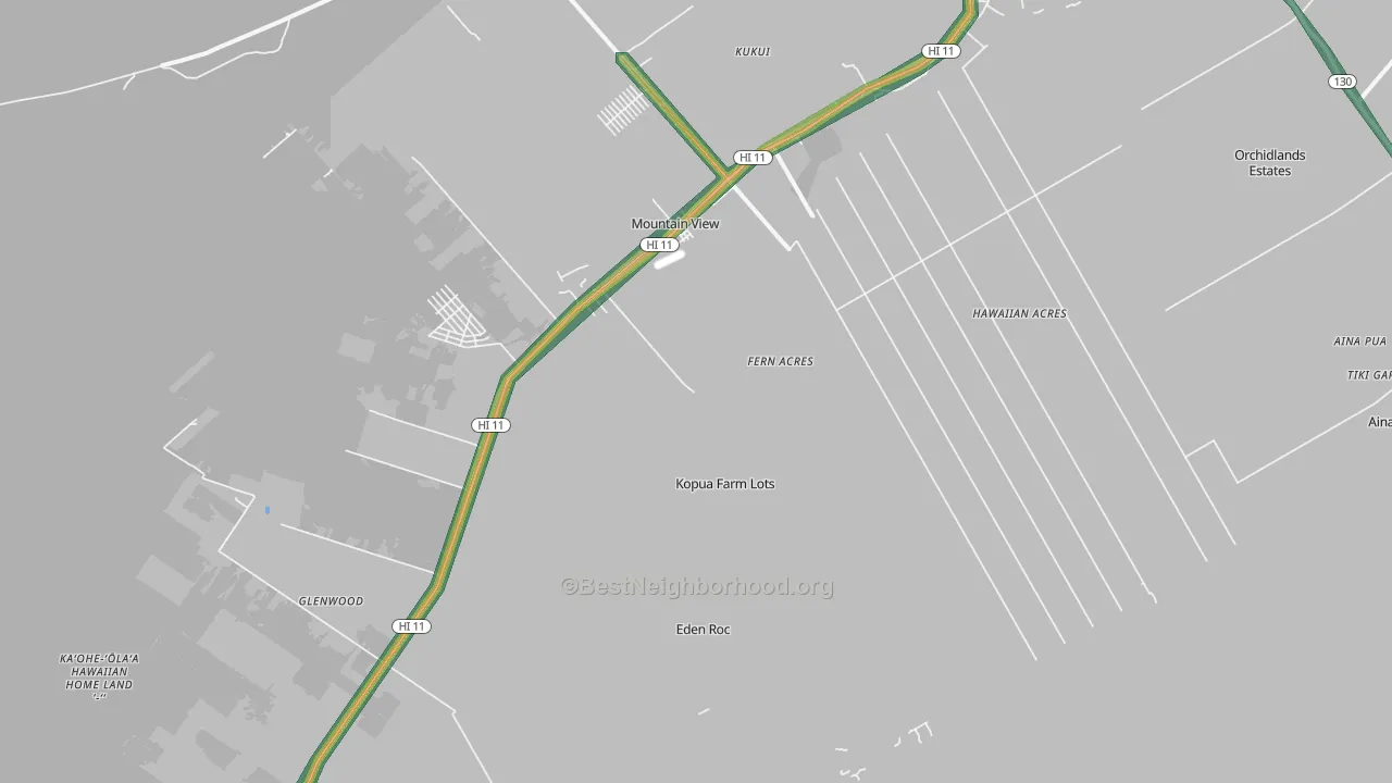 Mountain View, HI Map of Noise Levels in Mountain View