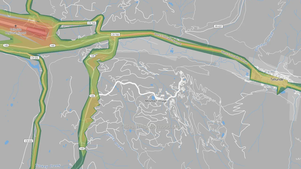 Mountain Village, CO Map of Noise Levels in Mountain Village