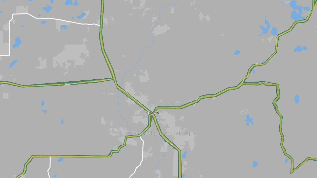Mountain, WI Map of Noise Levels in Mountain