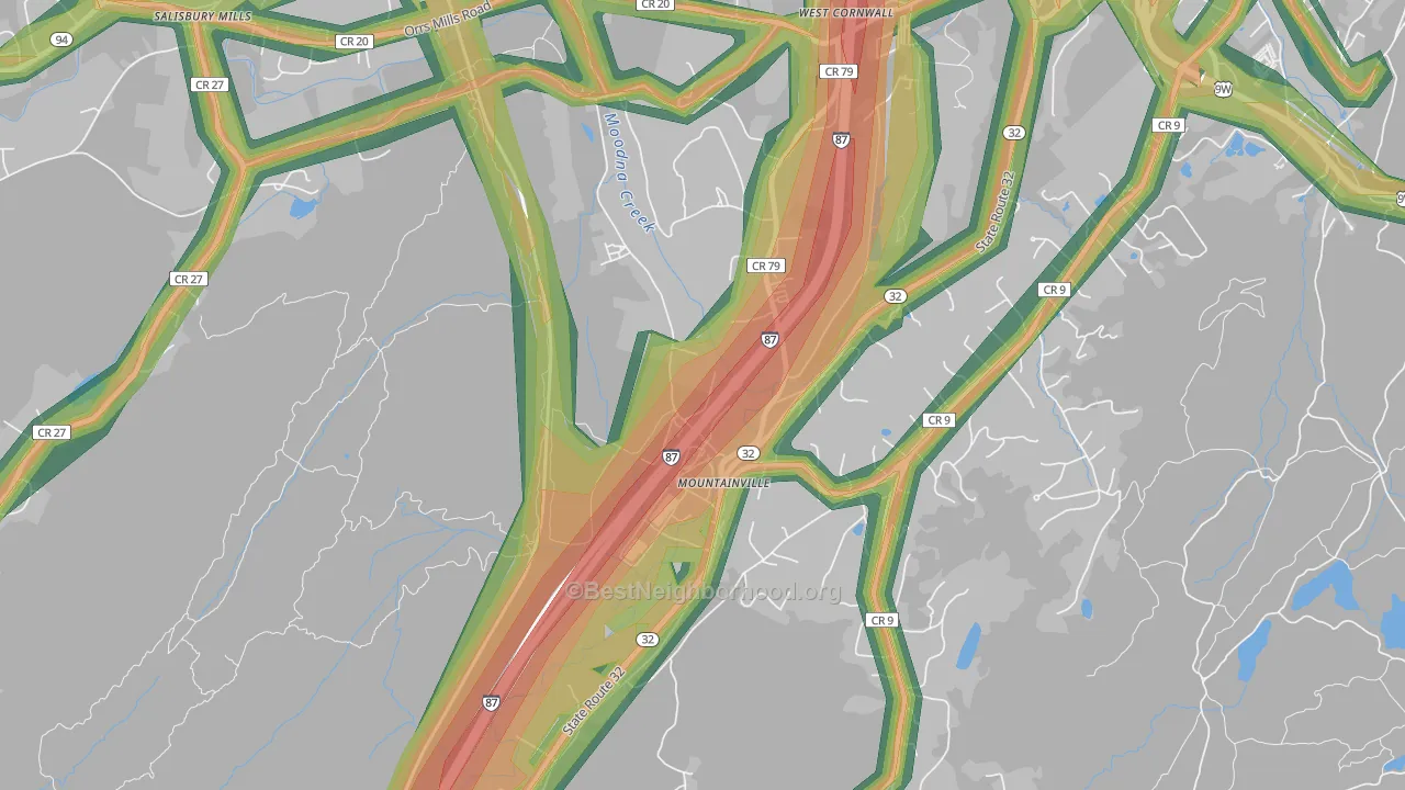 Mountainville, NY Map of Noise Levels in Mountainville