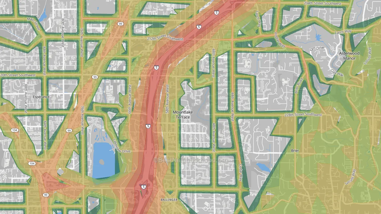 Mountlake Terrace, WA Map of Noise Levels in Mountlake Terrace