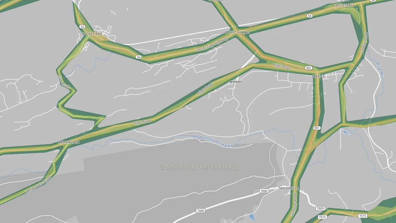 Mowry, PA Map of Noise Levels in Mowry