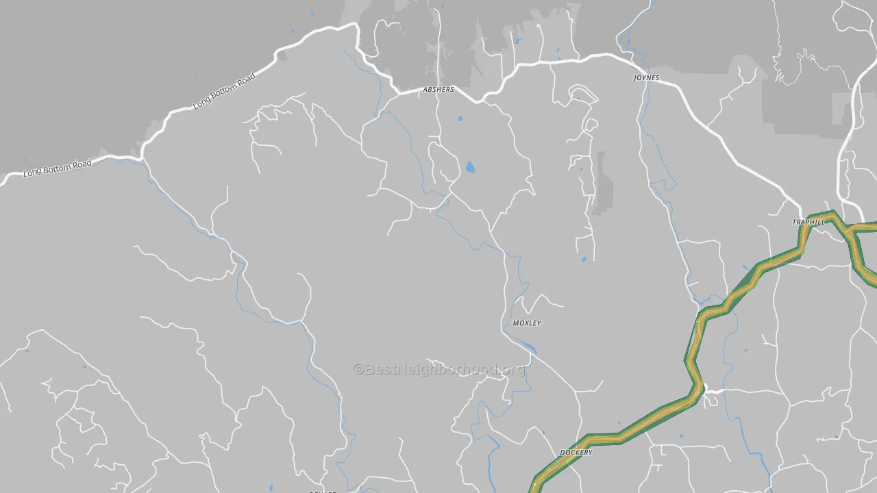 Moxley, NC Map of Noise Levels in Moxley