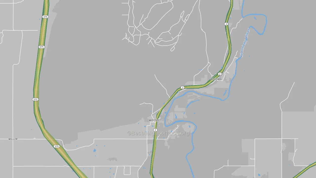 Moyers, OK Map of Noise Levels in Moyers