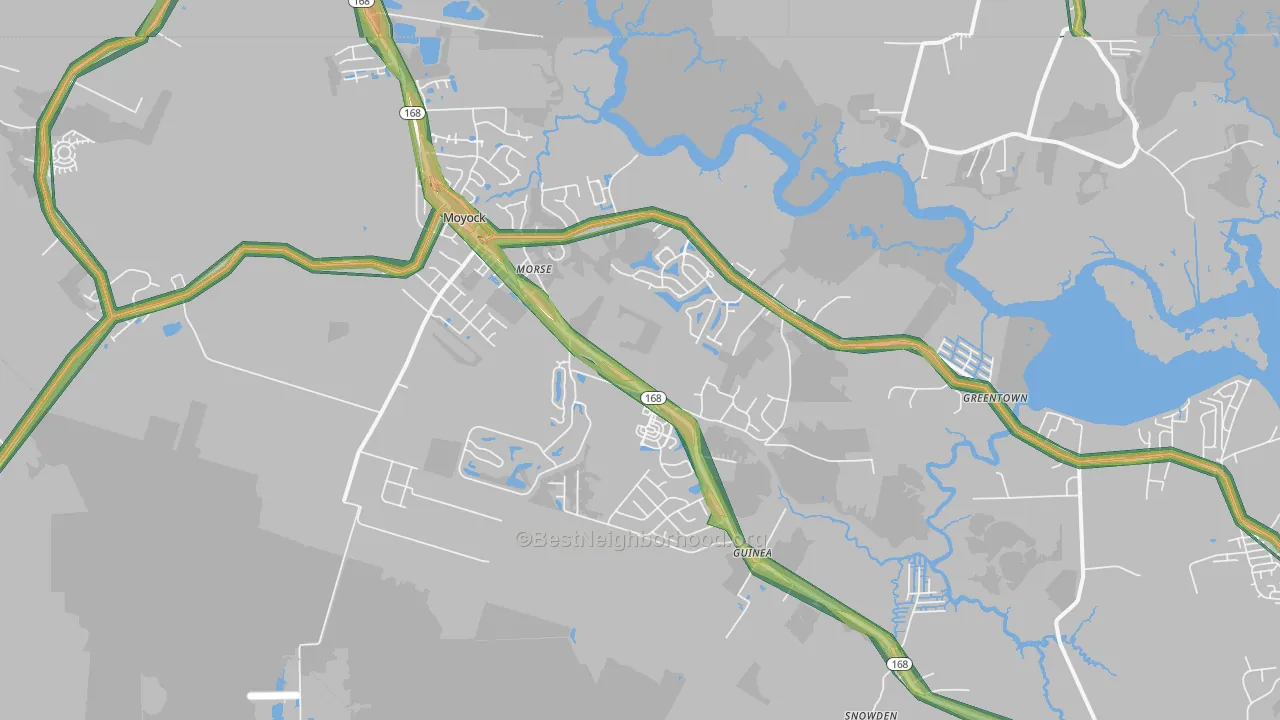Moyock, NC Map of Noise Levels in Moyock