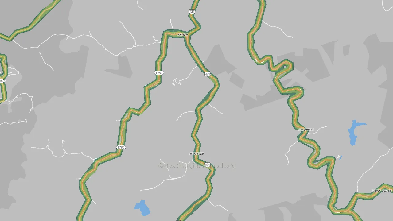 Mozelle, KY Map of Noise Levels in Mozelle