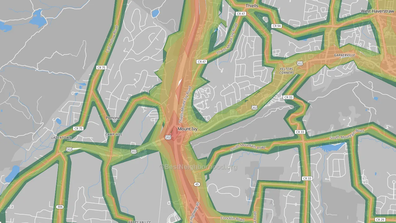 Mt Ivy, Pomona, NY Map of Noise Levels in Mt Ivy