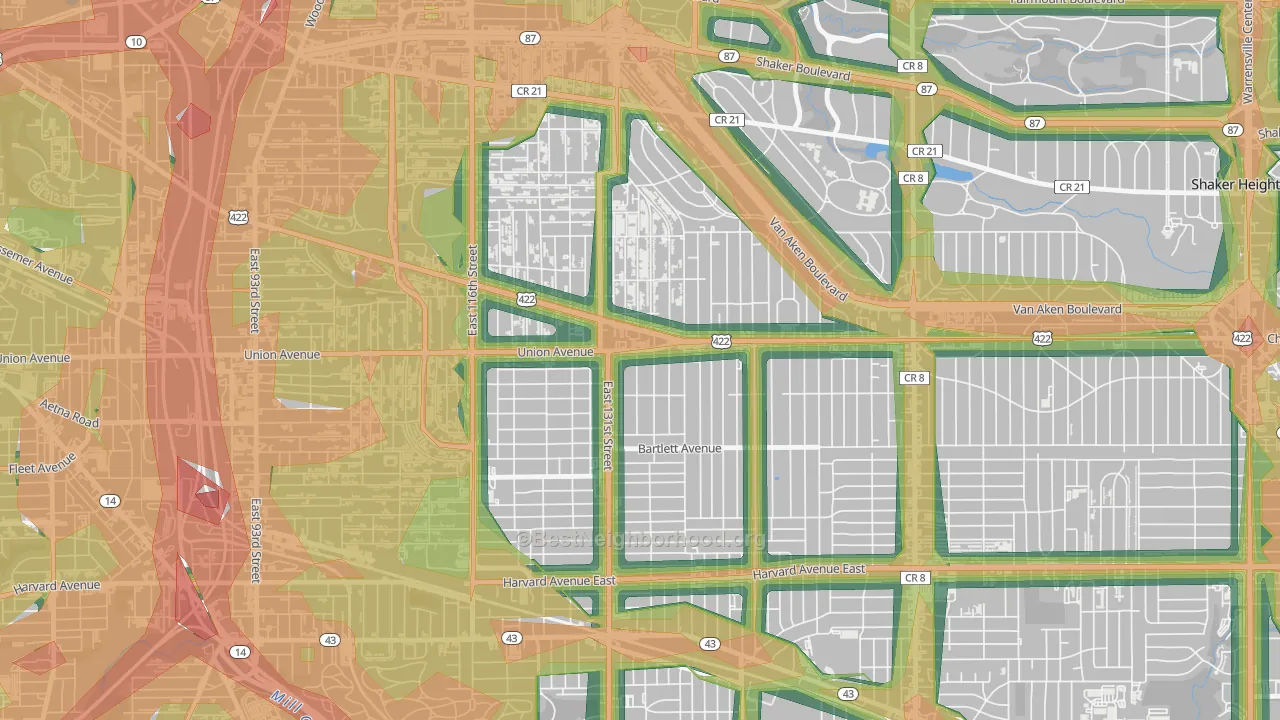 Mt Pleasant, Cleveland, OH Map of Noise Levels in Mt Pleasant