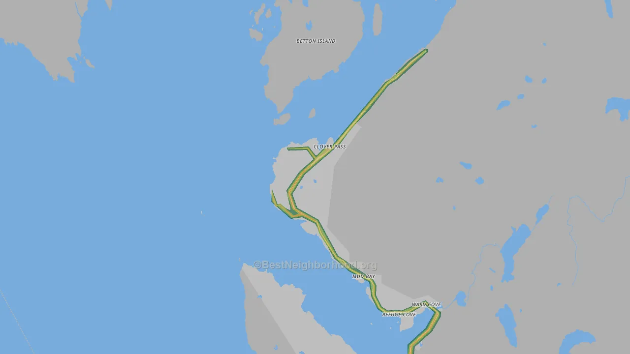 Mud Bay, AK Map of Noise Levels in Mud Bay