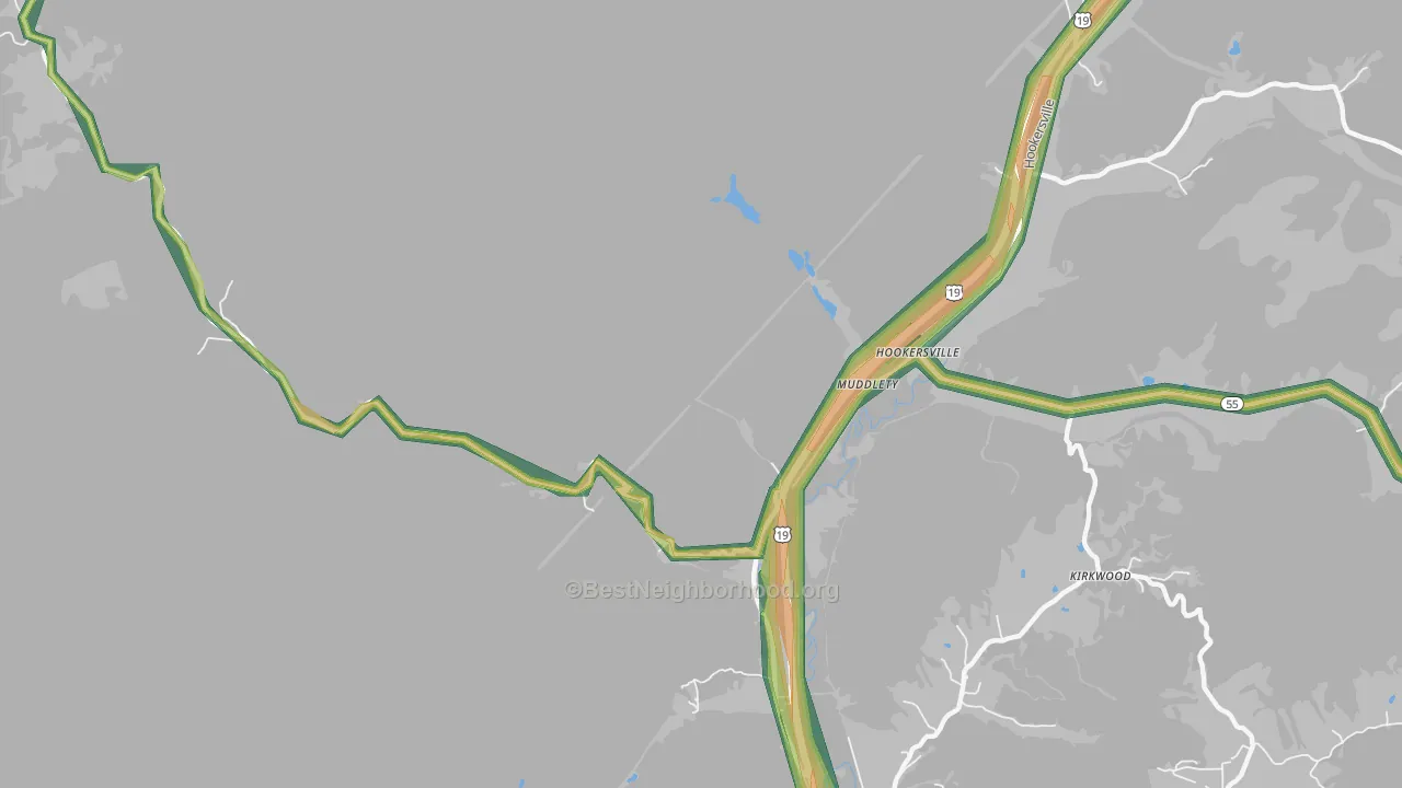 Muddlety, WV Map of Noise Levels in Muddlety
