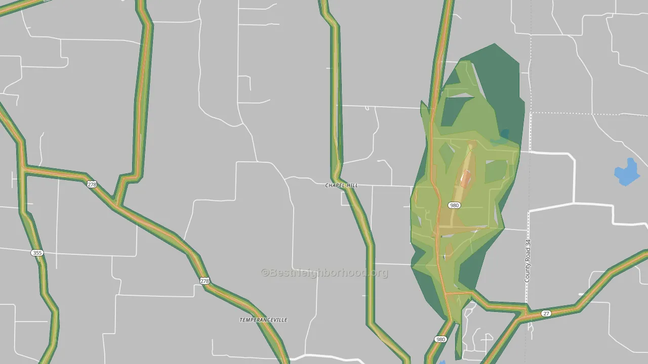 Muddyfork, AR Map of Noise Levels in Muddyfork