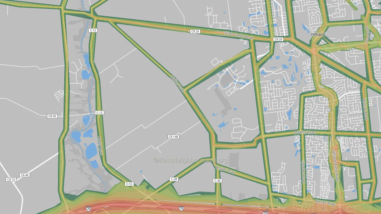 Mudsock, OH Map of Noise Levels in Mudsock