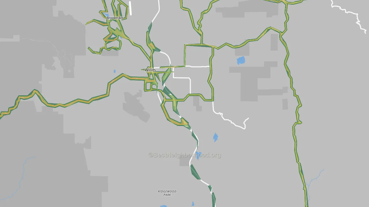 Muir, CA Map of Noise Levels in Muir