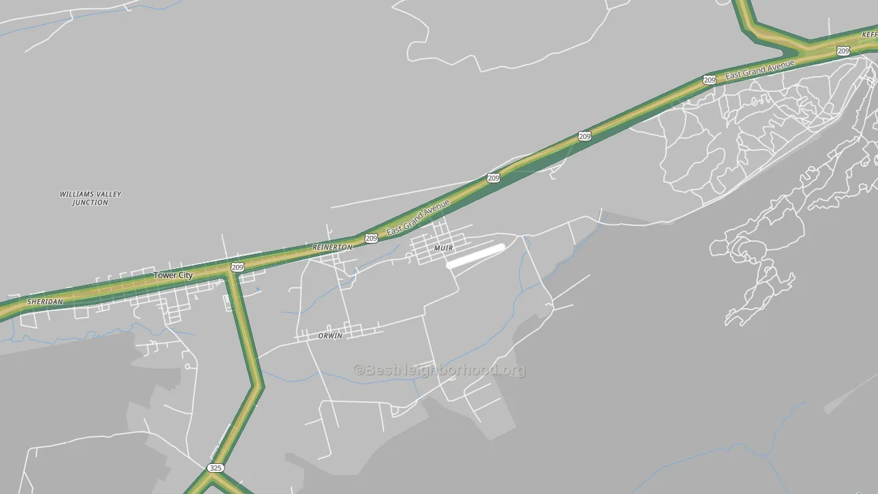 Muir, PA Map of Noise Levels in Muir
