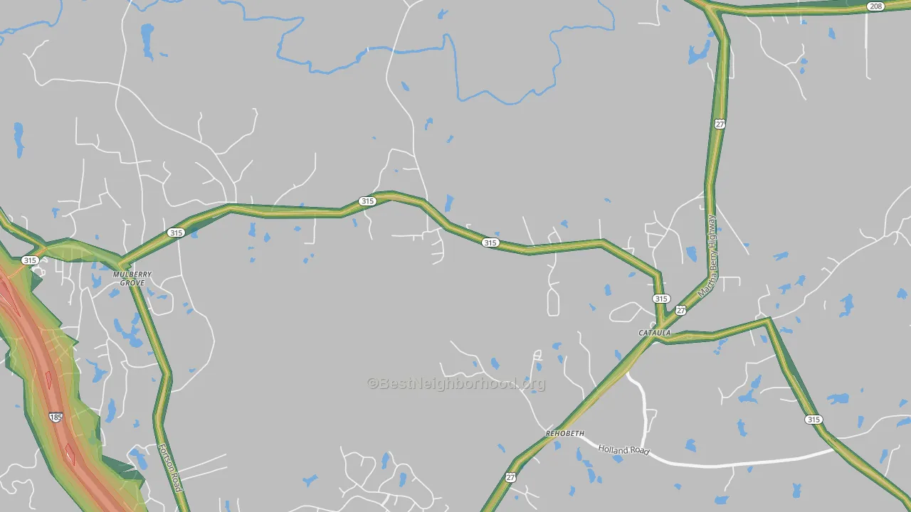 Mulberry Grove, GA Map of Noise Levels in Mulberry Grove