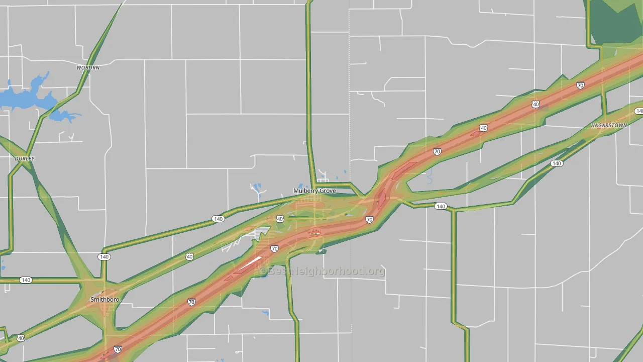 Mulberry Grove, IL Map of Noise Levels in Mulberry Grove