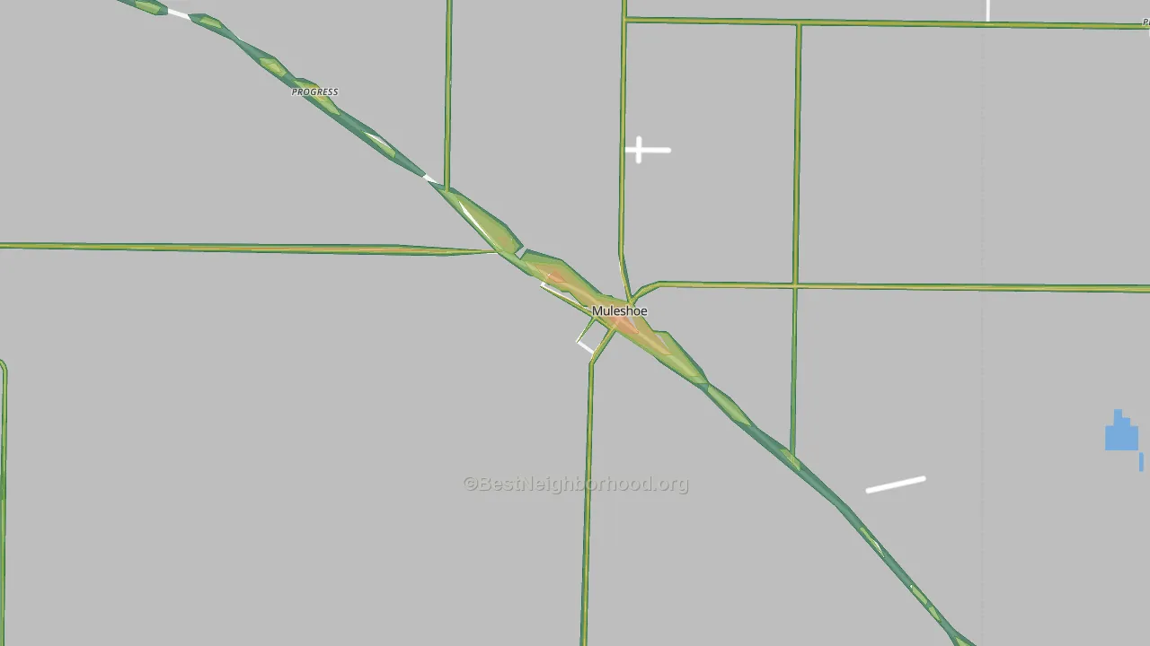 Muleshoe, TX Map of Noise Levels in Muleshoe