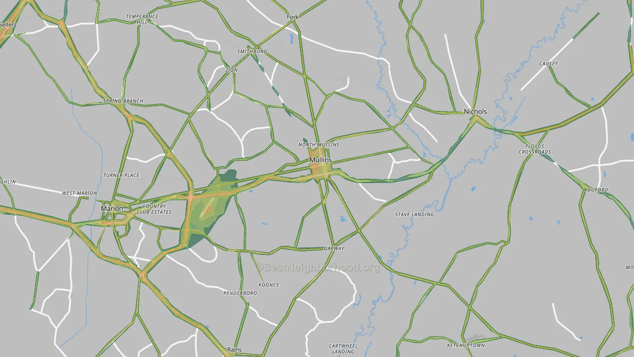 Mullins, SC Map of Noise Levels in Mullins