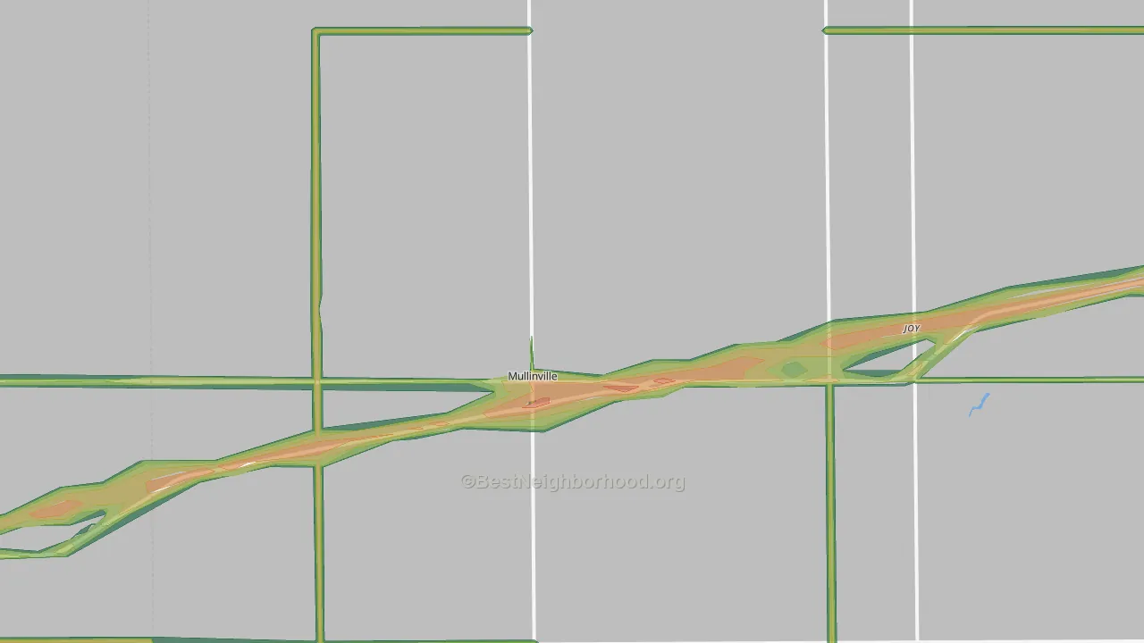 Mullinville, KS Map of Noise Levels in Mullinville