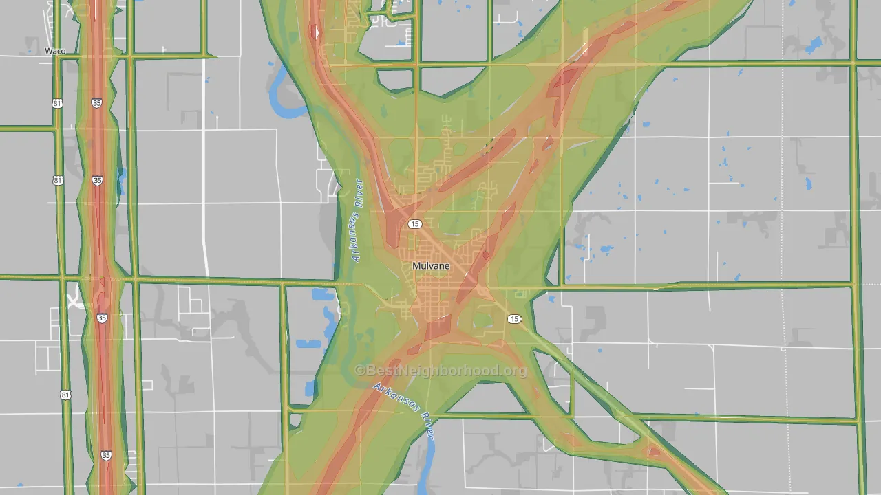 Mulvane, KS Map of Noise Levels in Mulvane