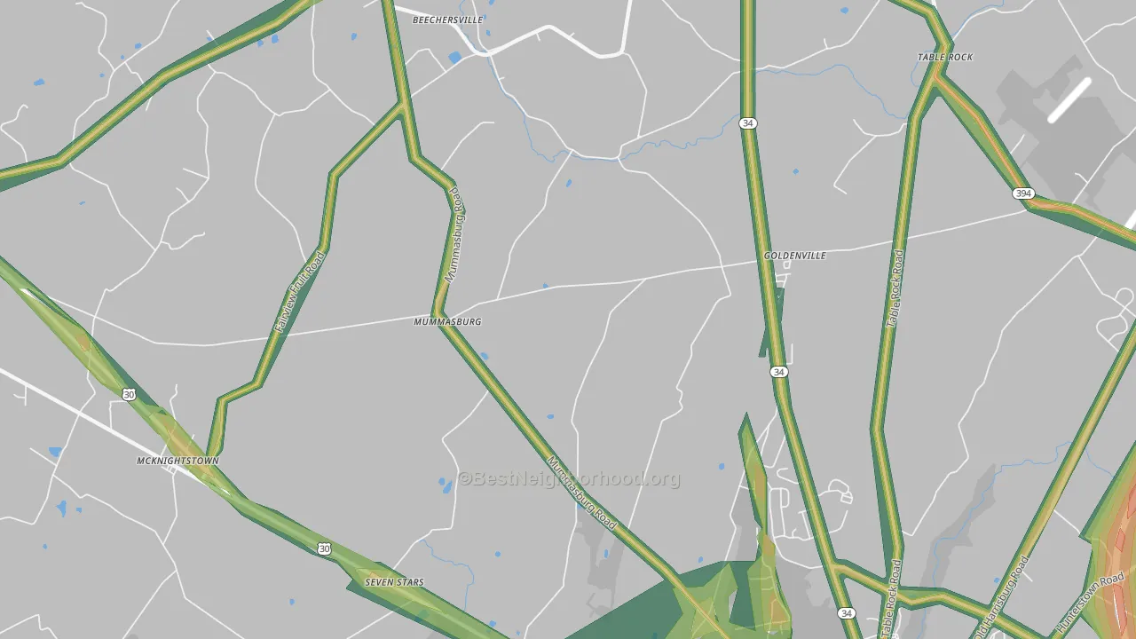 Mummasburg, PA Map of Noise Levels in Mummasburg
