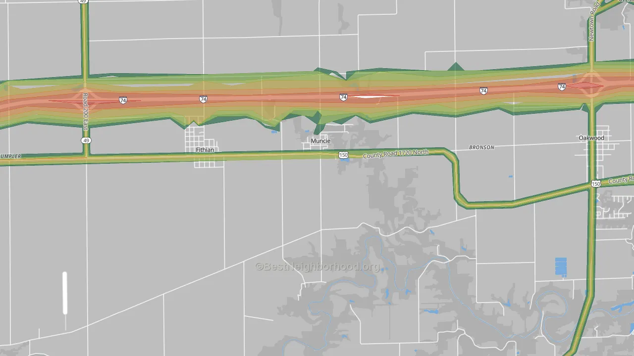 Muncie, IL Map of Noise Levels in Muncie
