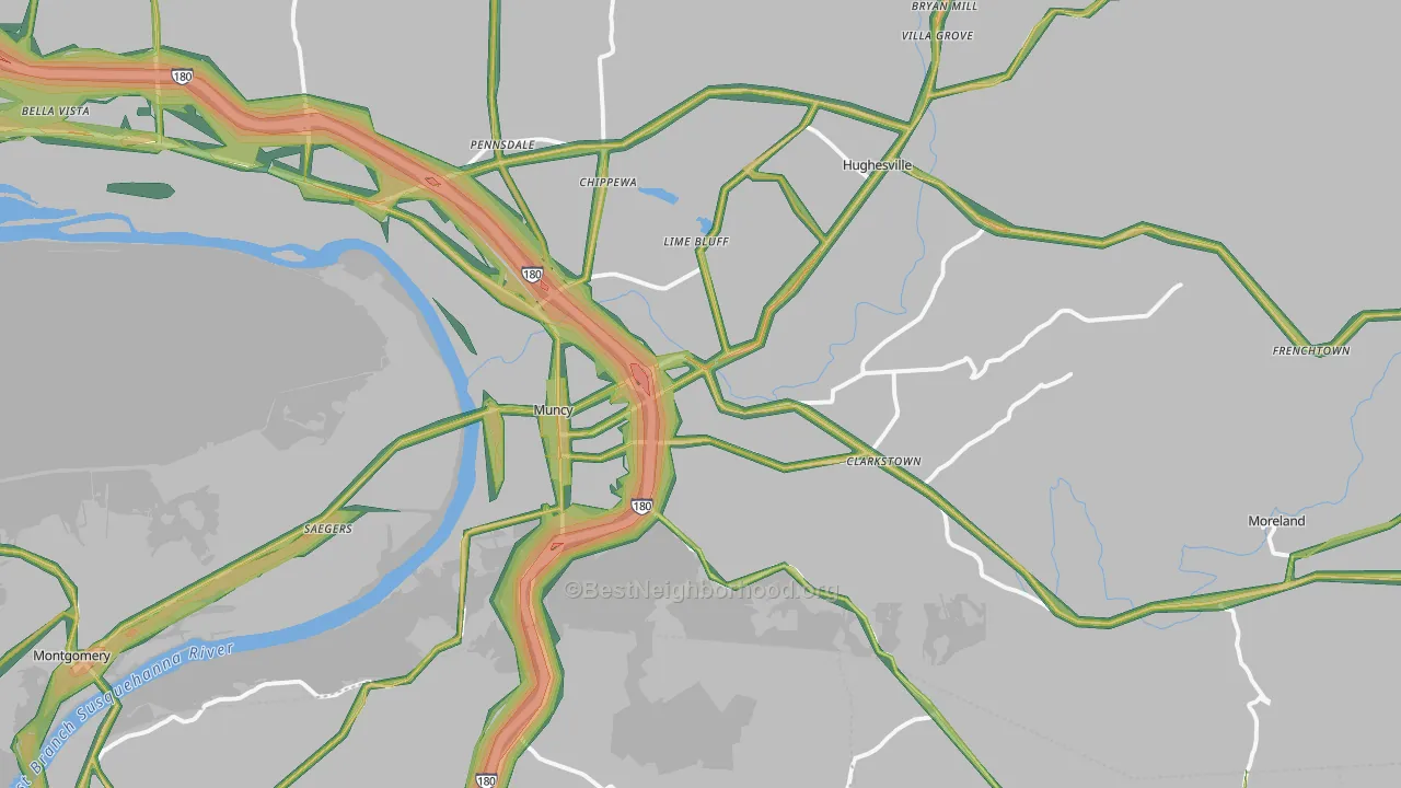 Muncy, PA Map of Noise Levels in Muncy