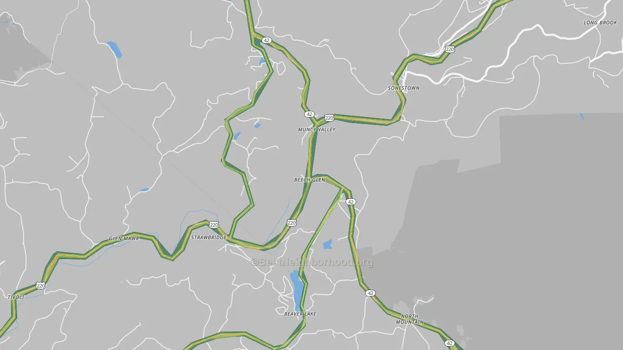 Muncy Valley, PA Map of Noise Levels in Muncy Valley
