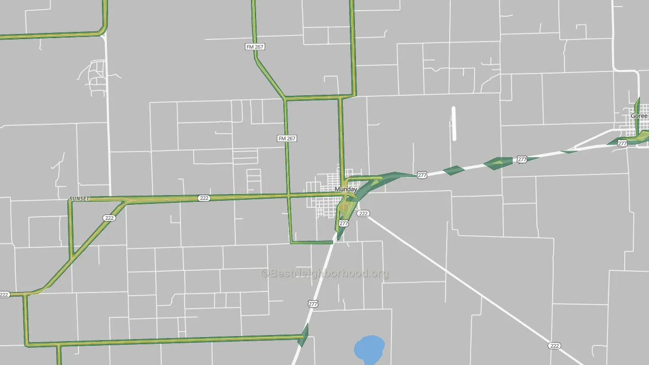 Munday, TX Map of Noise Levels in Munday