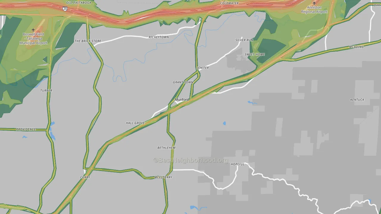 Munford, AL Map of Noise Levels in Munford