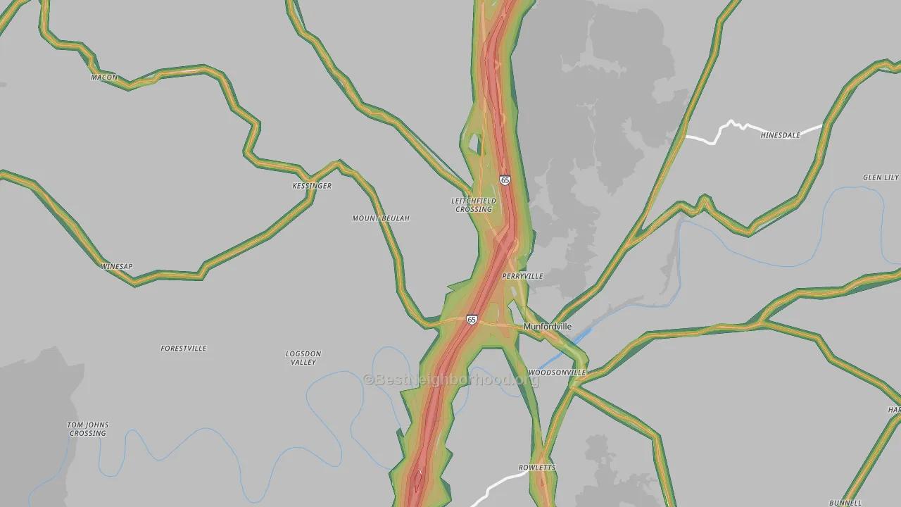 Munfordville, KY Map of Noise Levels in Munfordville