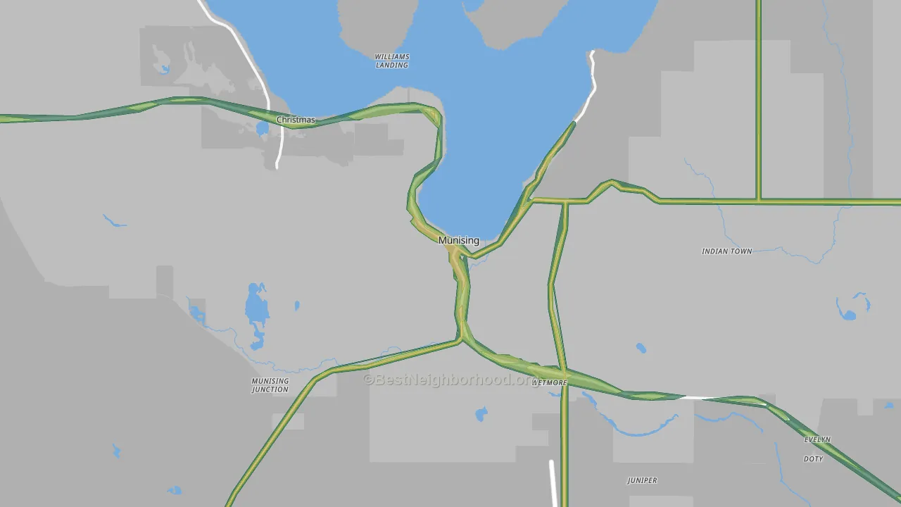 Munising, MI Map of Noise Levels in Munising