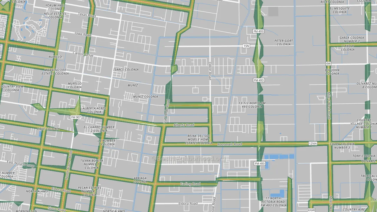 Muniz, TX Map of Noise Levels in Muniz