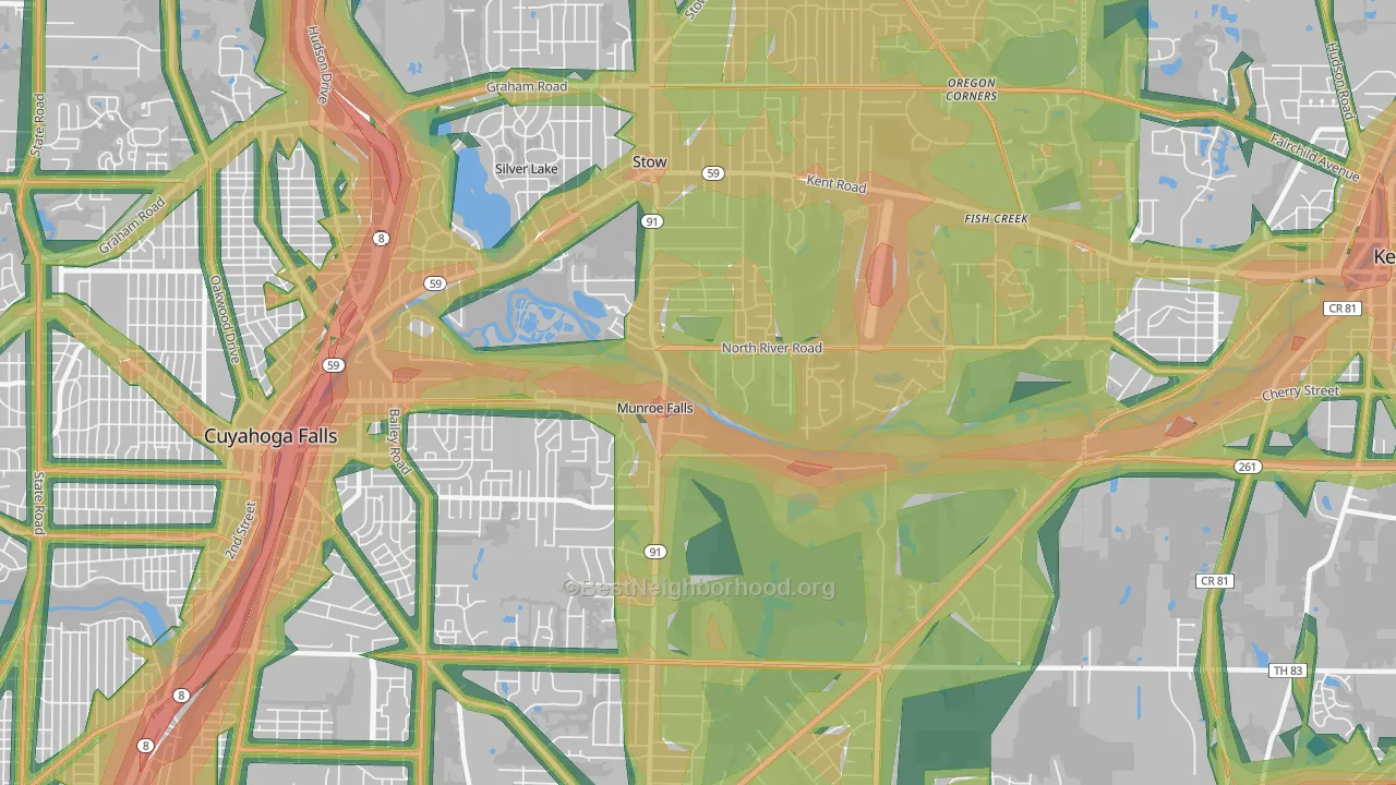Munroe Falls, OH Map of Noise Levels in Munroe Falls