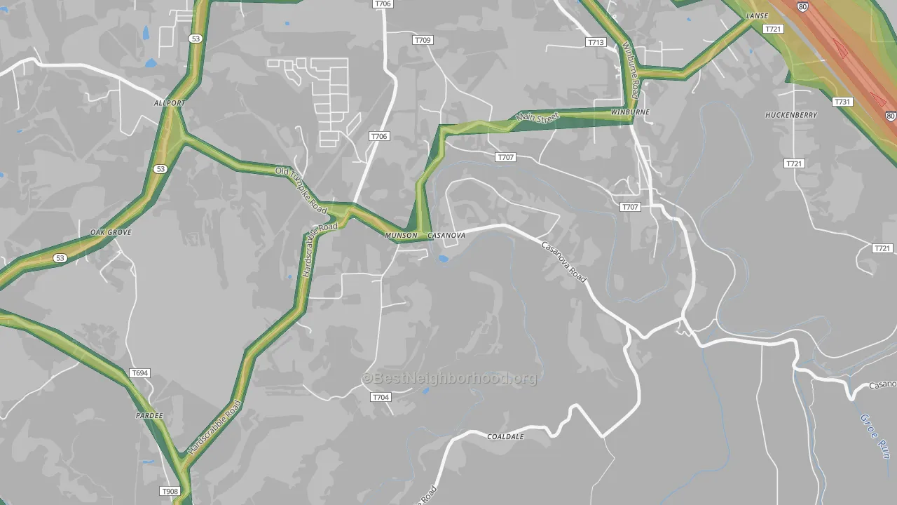 Munson, PA Map of Noise Levels in Munson