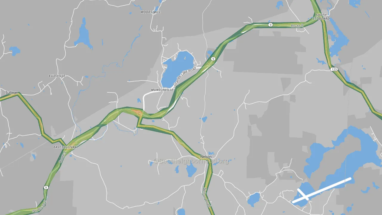 Munsonville, NH Map of Noise Levels in Munsonville