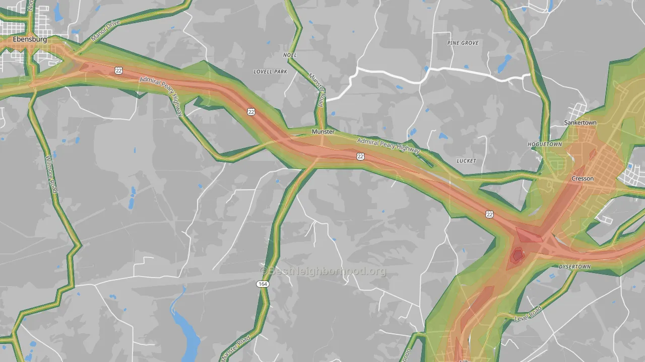 Munster, PA Map of Noise Levels in Munster