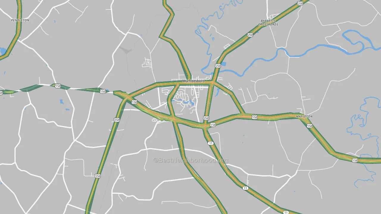 Murfreesboro, NC Map of Noise Levels in Murfreesboro
