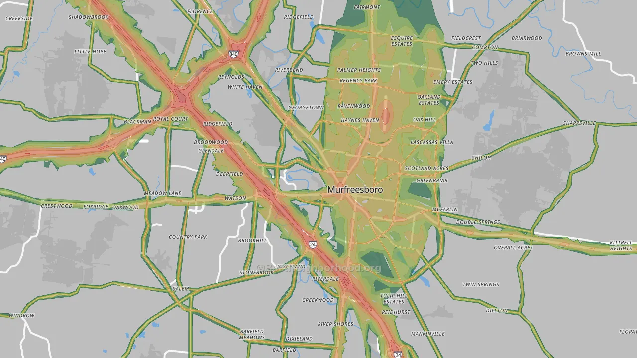 Murfreesboro, TN Map of Noise Levels in Murfreesboro