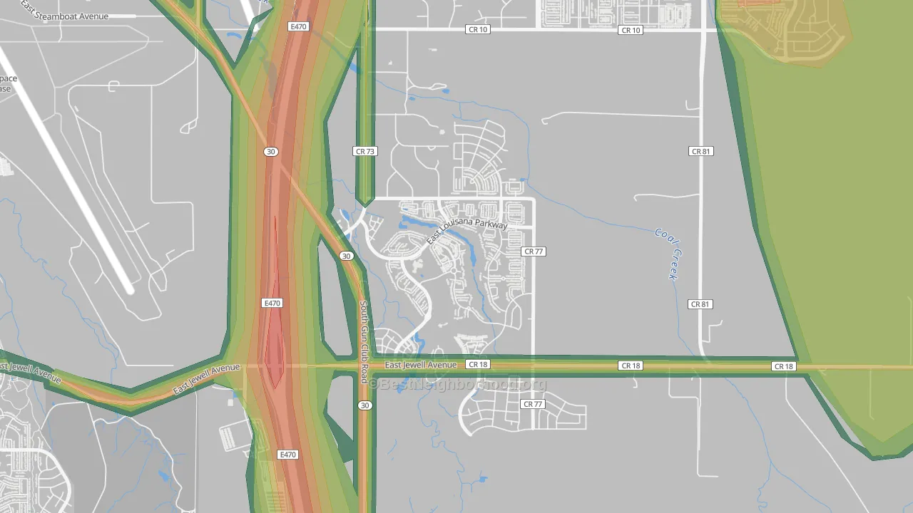 Murphy Creek, Aurora, CO Map of Noise Levels in Murphy Creek