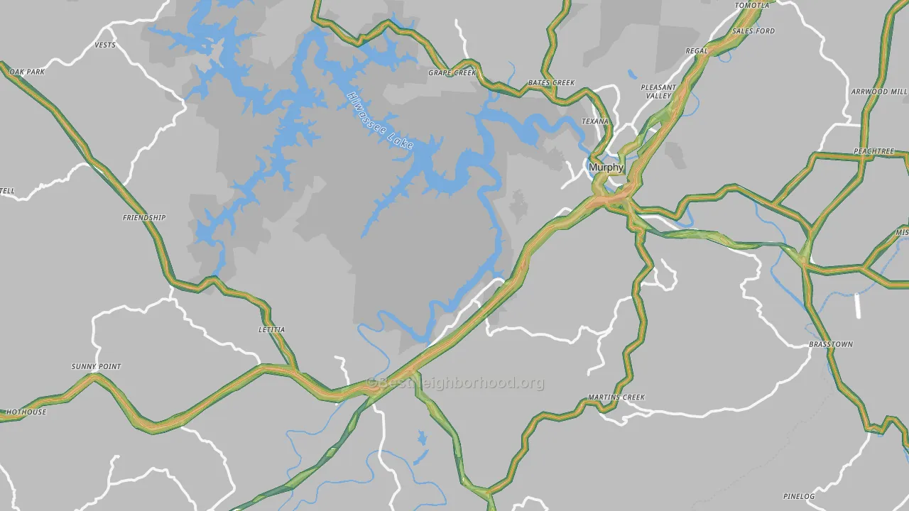Murphy, NC Map of Noise Levels in Murphy