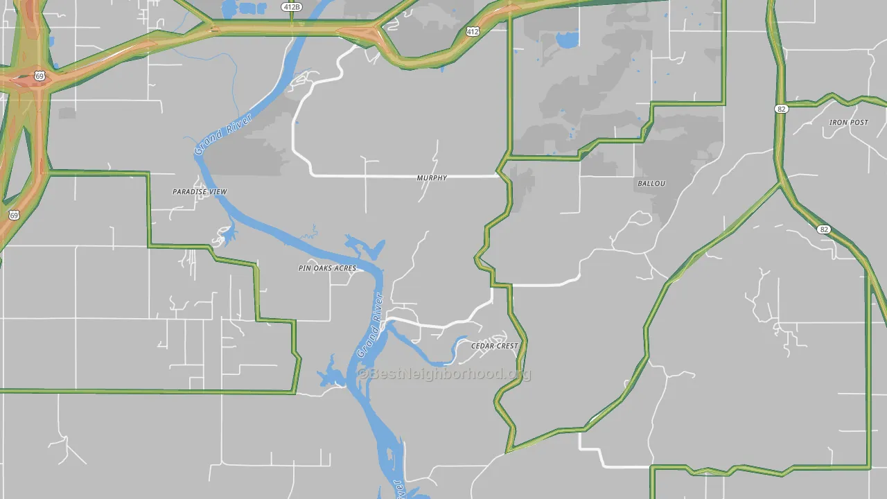 Murphy, OK Map of Noise Levels in Murphy
