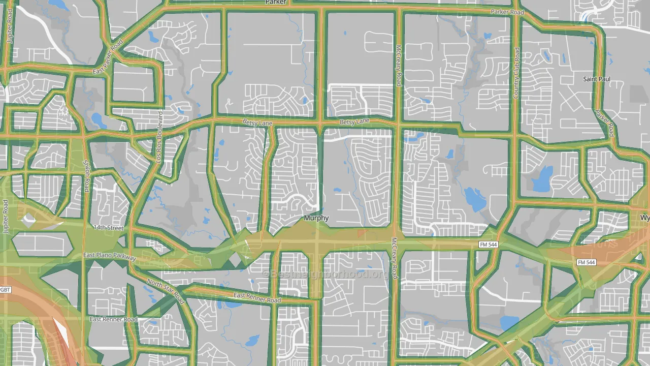Murphy, TX Map of Noise Levels in Murphy