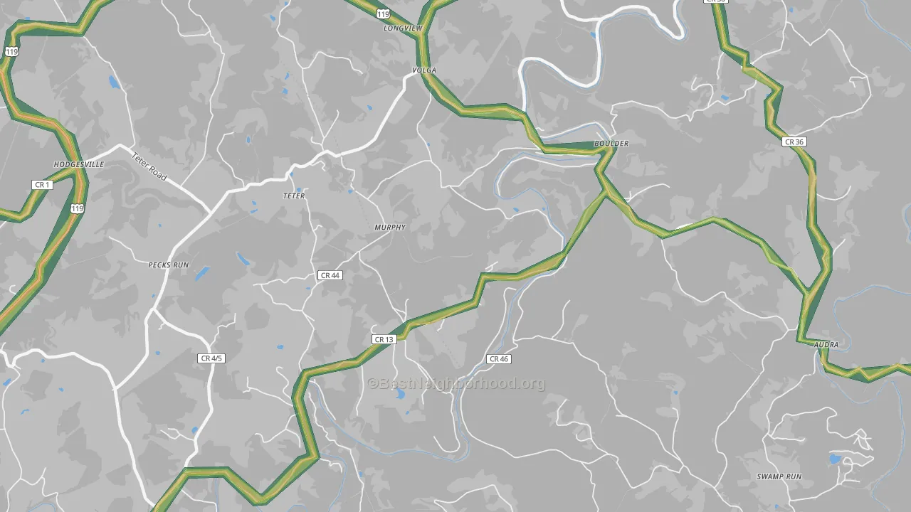 Murphy, WV Map of Noise Levels in Murphy