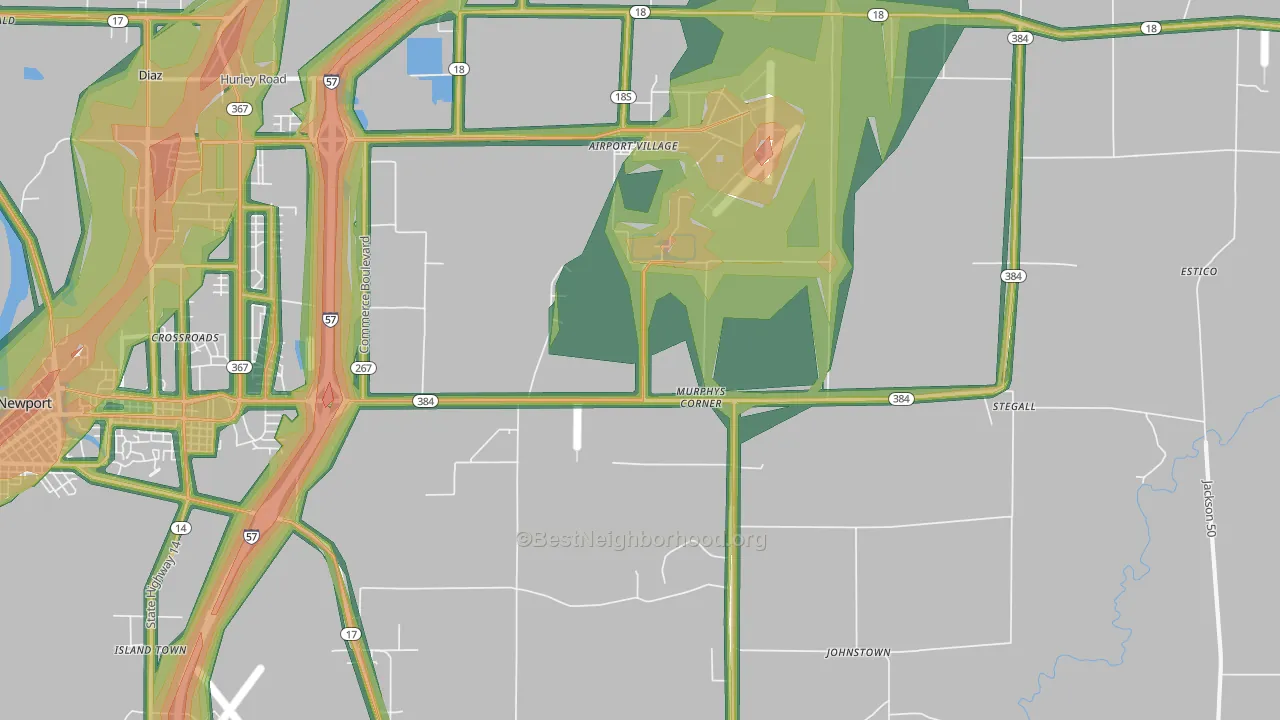 Murphys Corner, AR Map of Noise Levels in Murphys Corner