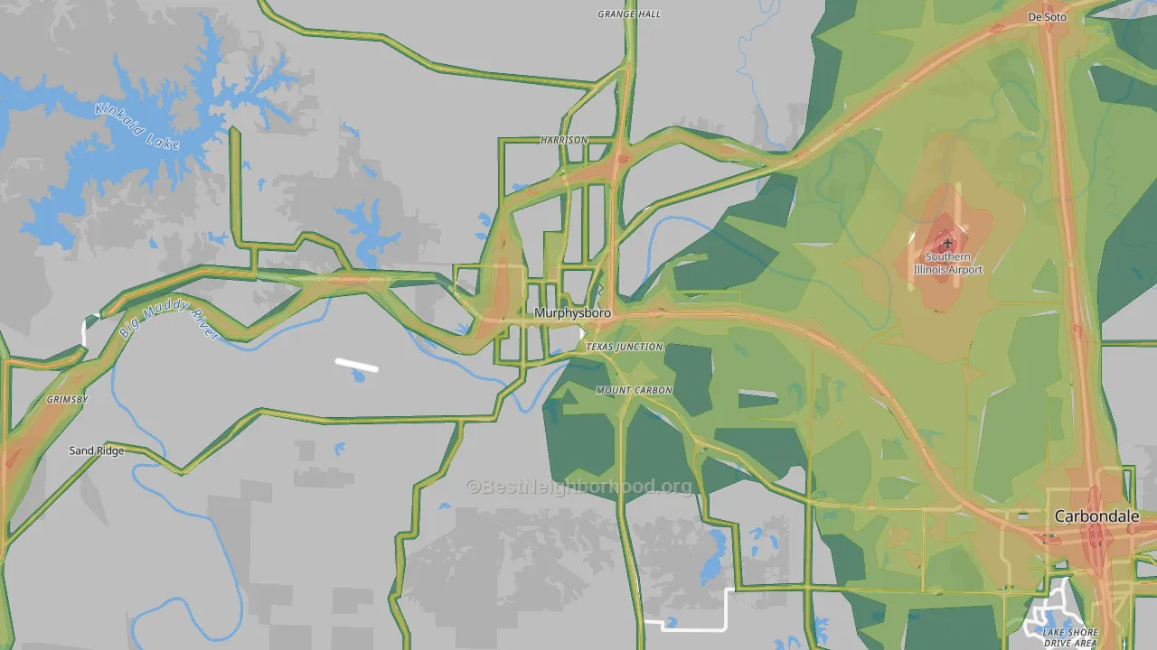 Murphysboro, IL Map of Noise Levels in Murphysboro