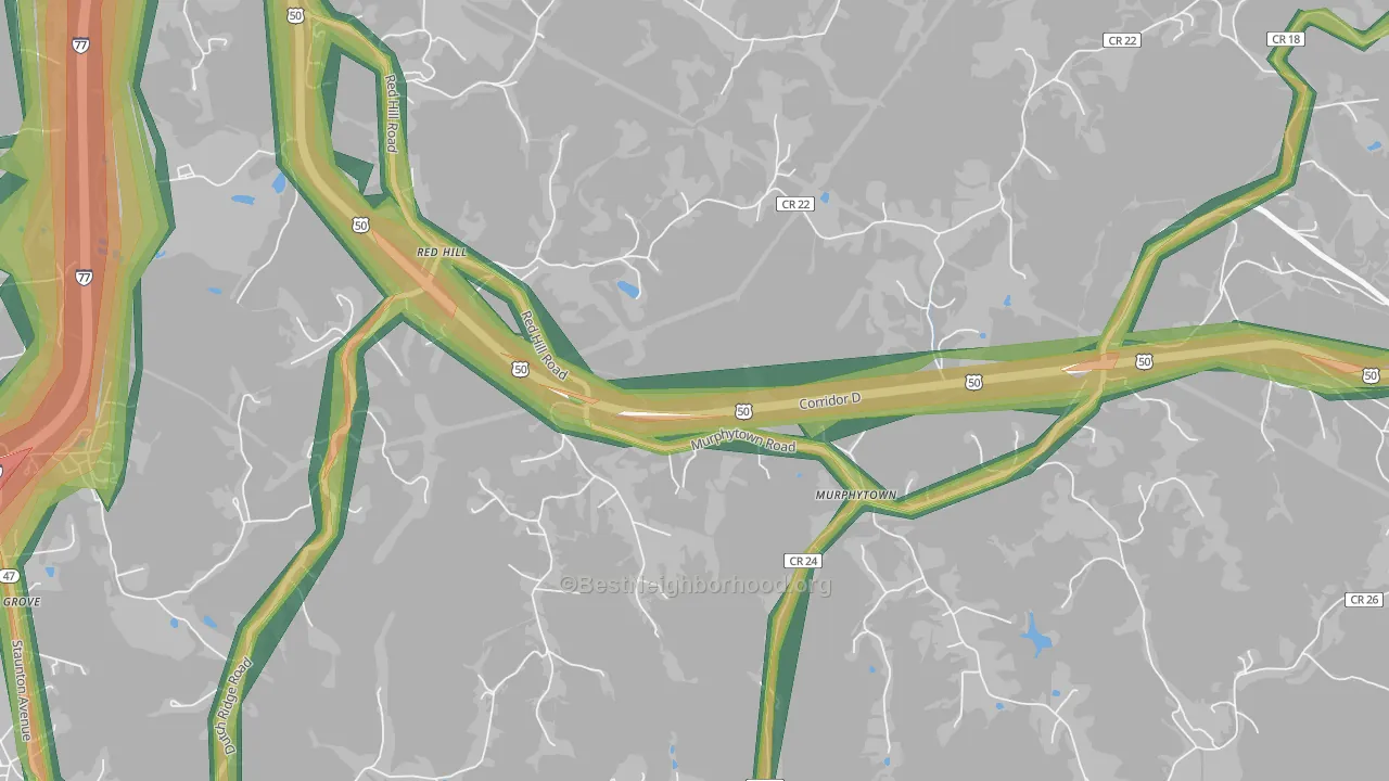 Murphytown, WV Map of Noise Levels in Murphytown