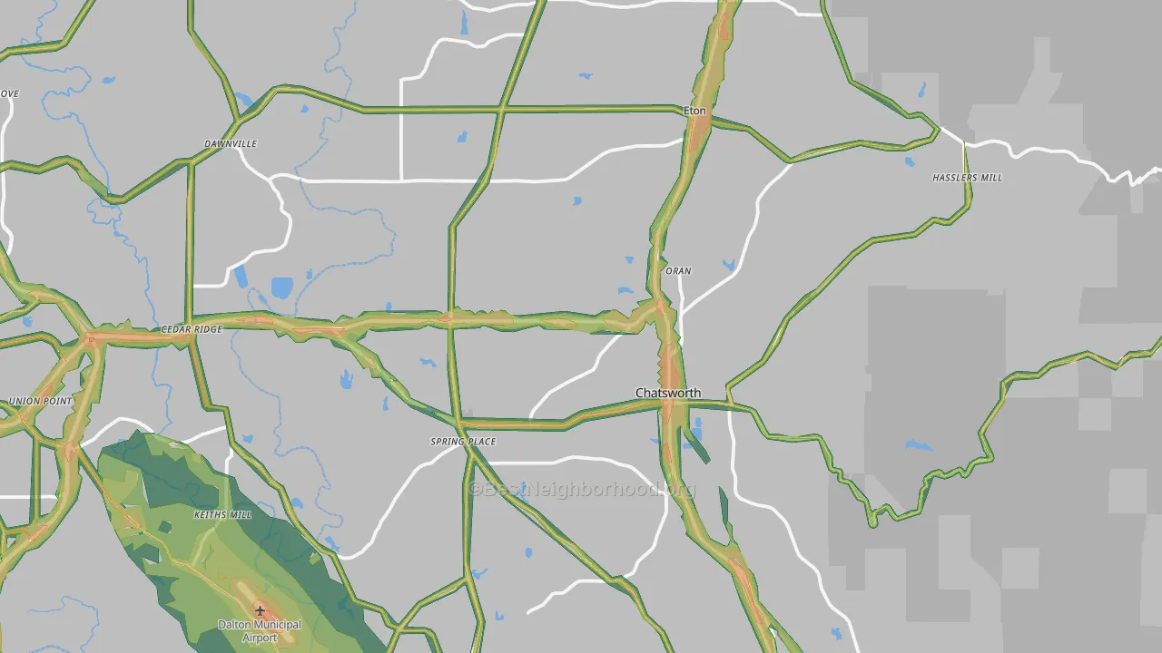 Murray County, GA Map of Noise Levels in Murray County