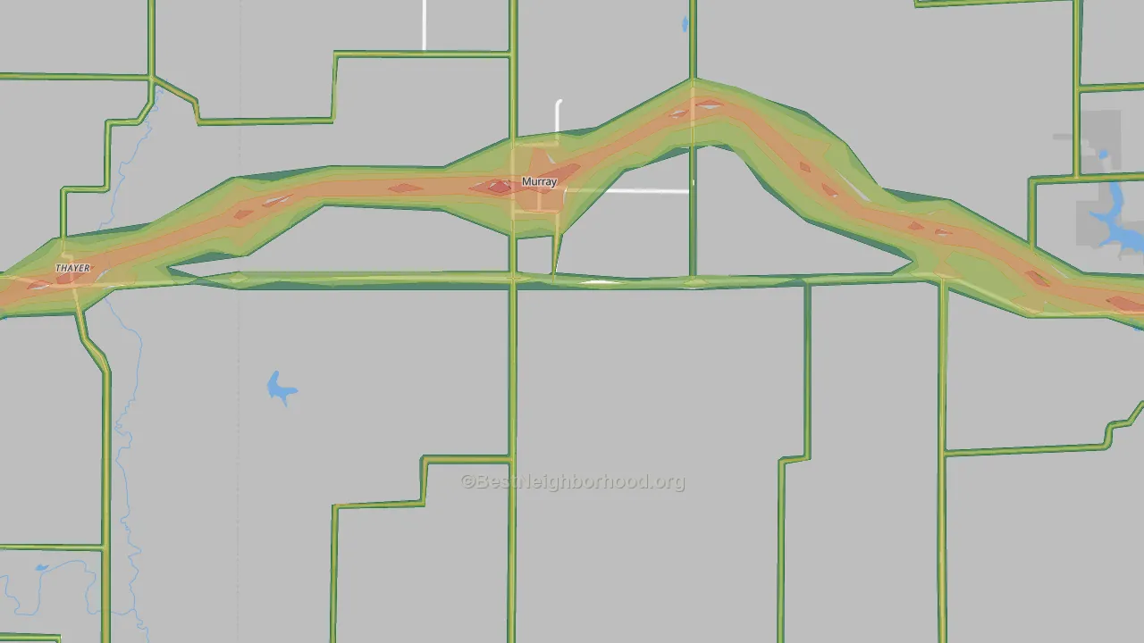 Murray, IA Map of Noise Levels in Murray