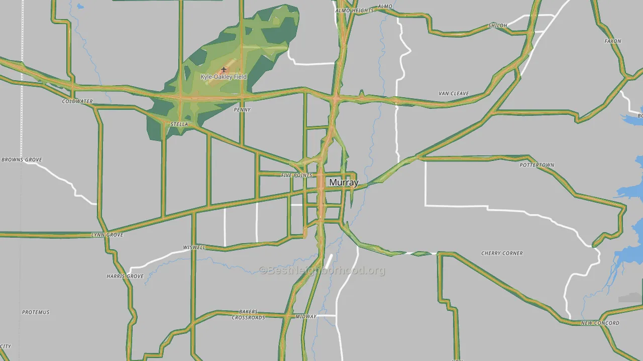 Murray, KY Map of Noise Levels in Murray